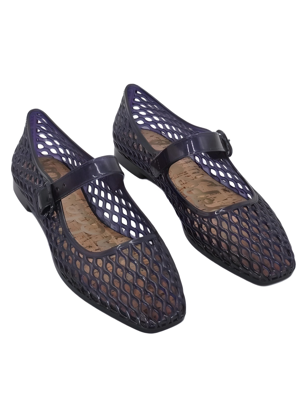 Sam Edelman Michaela Jelly Navy Woven Lattice Mary Jane Flats Size 7M